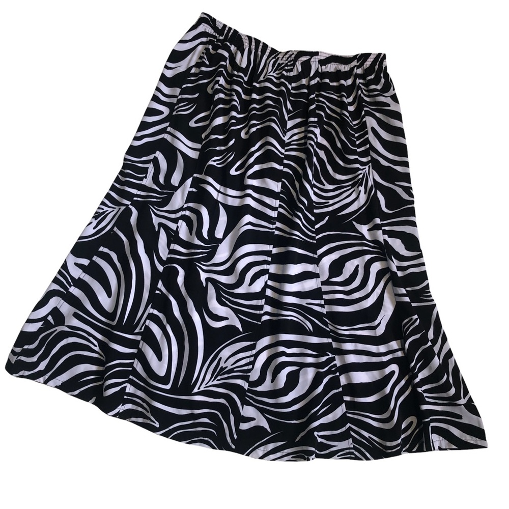 Southern Lady Black & White Print Midi Skirt Size 14